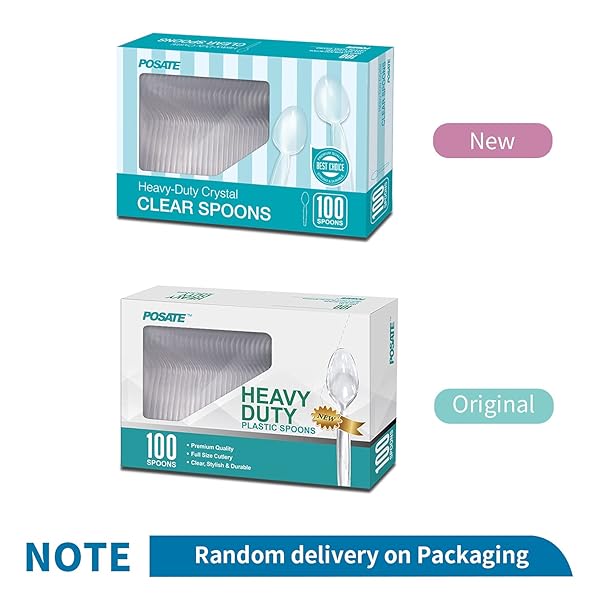 POSATE HEAVYWEIGHT PLASTIC SPOONS, CLEAR, 100 COUNT
