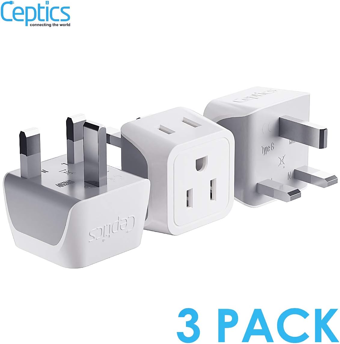 Captics Canada to UK, England Travel Adapter (Type G) Dual Input