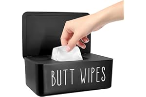 EQUNROY Baby Wipes Dispenser 7.48" L x 4.52" W x 2.75" H (19x11.5x7cm) - Flushable Wipes Container for Bathroom, Diaper Wipe Holder, Black