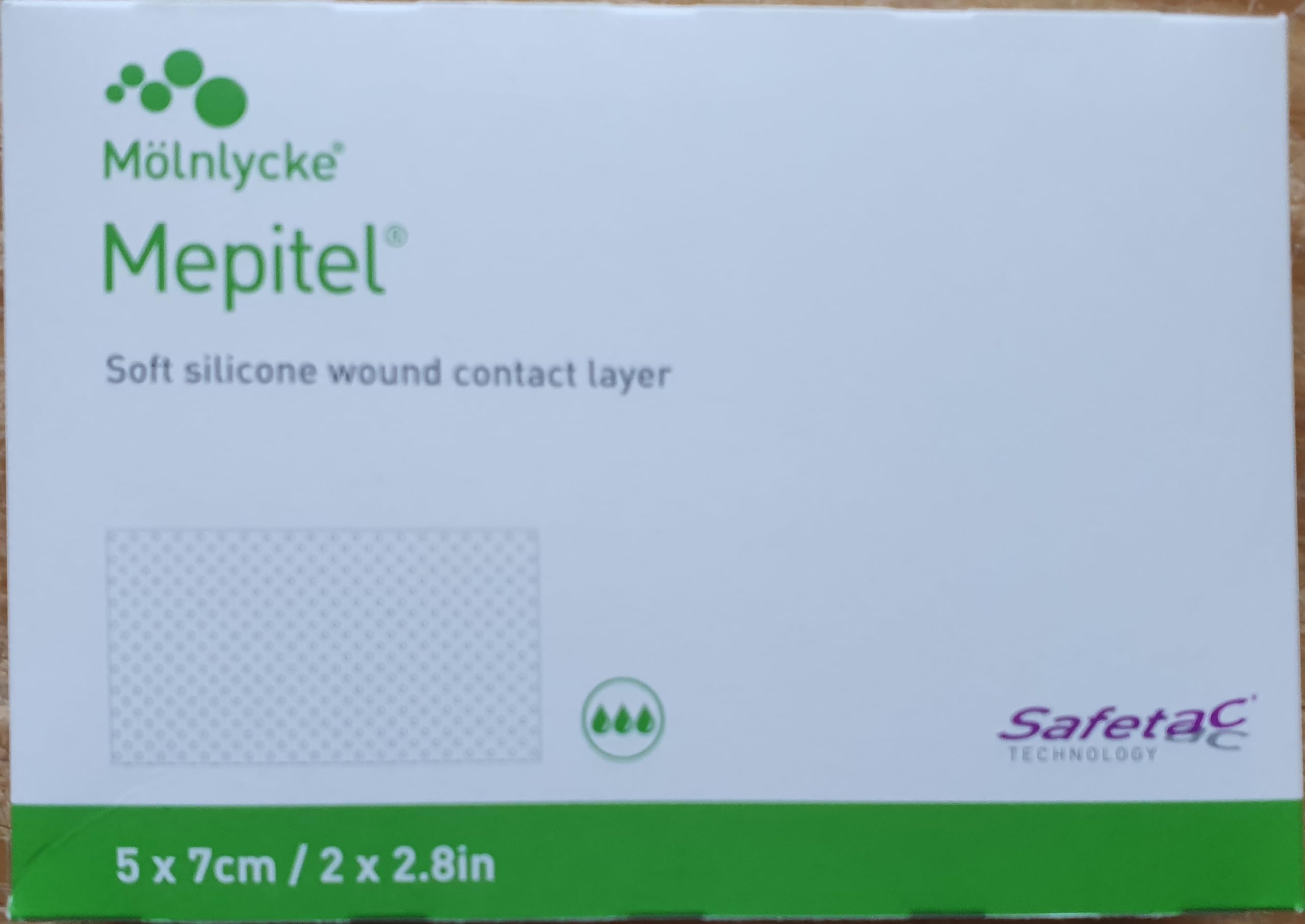 Mepitel ME290500 Soft Silicone Wound Contact Layer with Safetac Technology, 5 cm Width, 7 cm Length (Pack of 5)