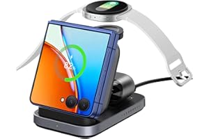 SwanScout Wireless Charger for Samsung Z Flip 7/7 FE/6/5/4/3, 3-in-1 Charging Station for Galaxy Watch 8 Classic/8/Ultra/7/FE