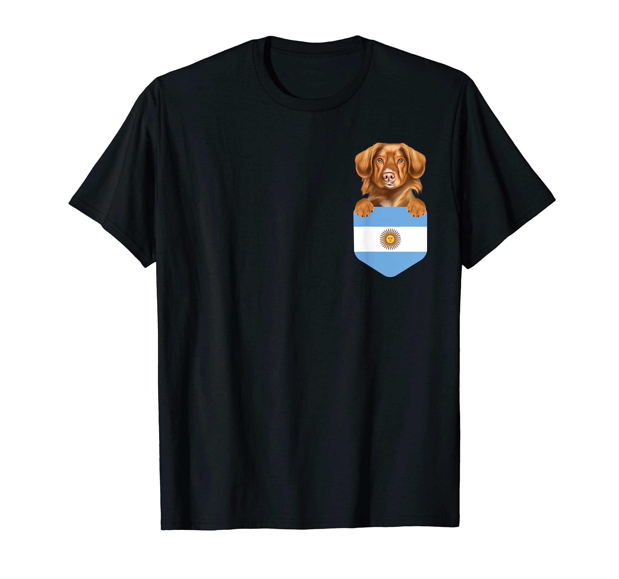 Argentina Flag Duck Tolling Retrievers Dog In Pocket T-Shirt