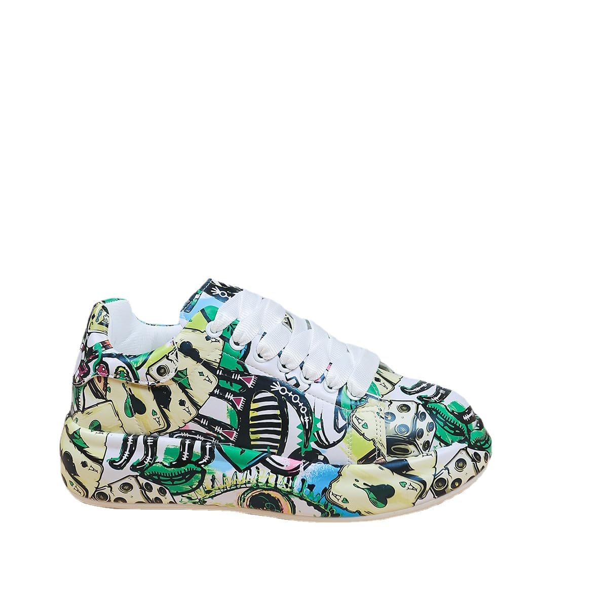 Breathable Low-top Lace-up Graffiti Running Shoes