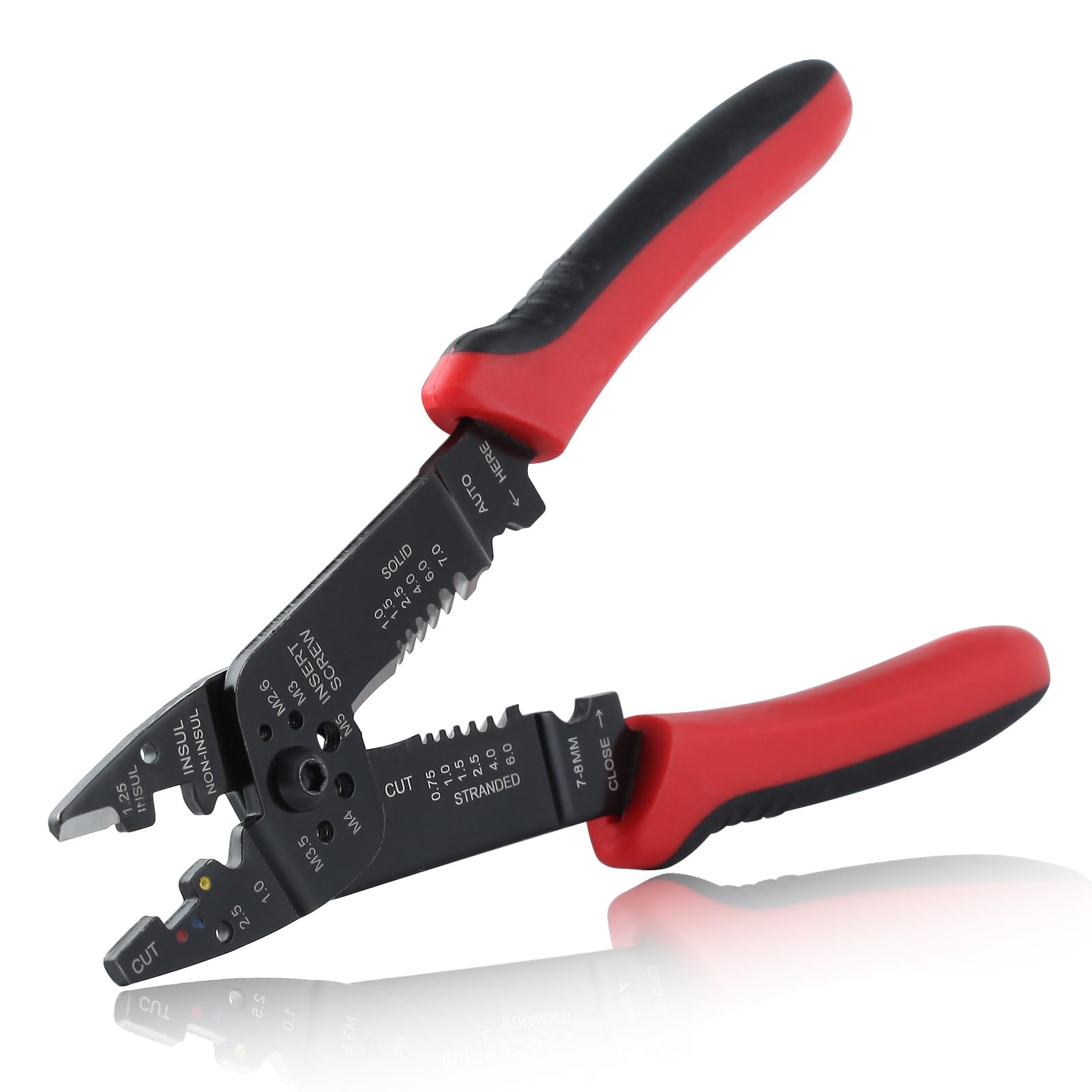 SPEEDWOX 8.5" Wire Stripper Wire Cutter Wire Crimper Cable Stripper Screws Shearing Wire Crimping Tool for 1-1.25Mm 7-8Mm Insulated and Non-Insulated Terminals and Connectors and Ignition Terminals