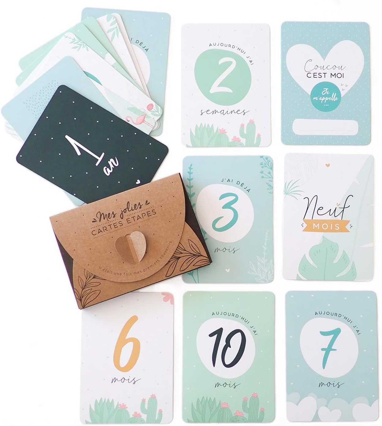 Bleu Lot De 16 Cartes Cartes Etapes Garcon Cartes Semaine Boite Cadeau Offerte Cartes Etapes Souvenir Bebe De La Naissance A 1 An Cadeau De Naissance Mois Et 1ere Annee Bebe