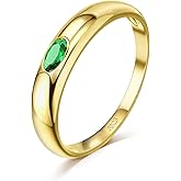 COCHARM 14K Gold Filled 925 Sterling Silver Rings Green Cubic Zirconia Engagement Rings Anniversary Rings Promise Rings for Women Size 7-12