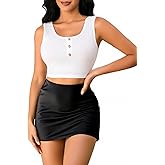 winkbay Women's High Waisted A Line Mini Satin Skirt Summer Going Out Skirts