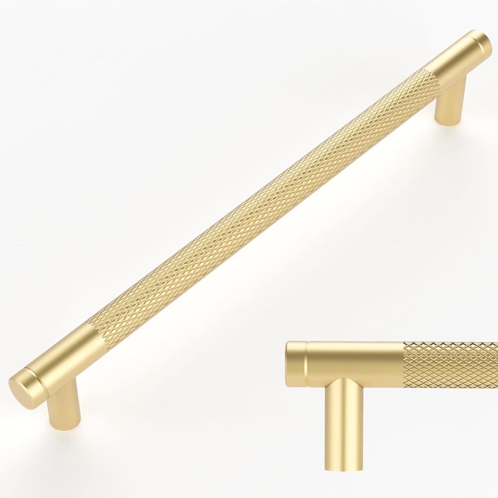 Amerdeco 10 Pack Gold Knurled Cabinet Pulls 192mm Center AM003