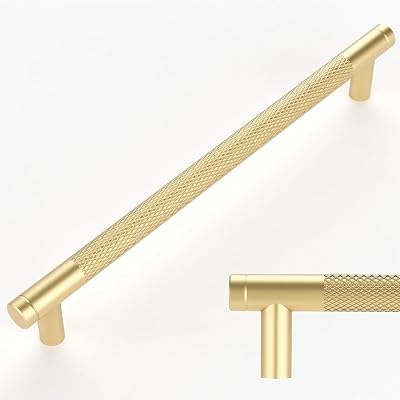 Amerdeco 10 Pack Gold Knurled Cabinet Pulls 192mm Center AM003