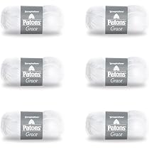Amazon.com: Patons Grace Snow Yarn - 6 Pack of 1.75oz/50g - Cotton ...
