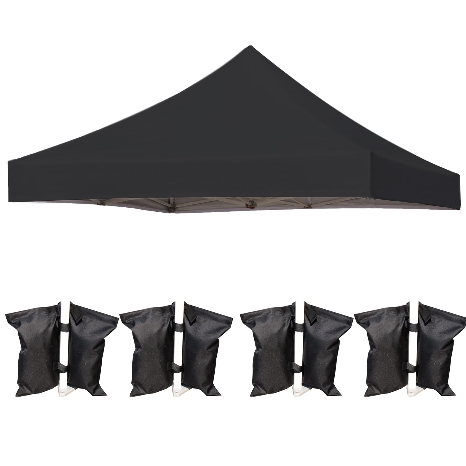 Photo 1 of 10x10 Canopy Replacement Top Cover for Pop Up Canopy Tent, Industry-Leading 3000mm Water Resistance, 500D Heavy Duty Waterproof with Silver Coating, UV Protection, 4 Sandbags, Black