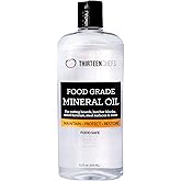 Thirteen Chefs Mineral Oil - 12oz Food Grade Conditioner for Wood Cutting Board, Countertop &amp; Butcher Block, Lubricant for Knife or Meat Grinder - Safe USP Finish on Marble, Soapstone