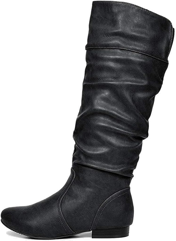  | DREAM PAIRS Women's Wide Calf Knee High Pull On Fall Weather Winter Boots | Knee-High