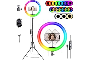 Vivider (TM) 10 inch Outer Dimmable RGB Color LED Ring Light Lighting Kit for Smartphone Video Shooting with Remote Control O