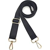 Yiaizhuo 1" Wide Purse Straps Replacement Crossbody Bags Shoulder Guitar Strap for Handbags Sports Laptop Duffel Canvas Camera Bag - Black Belt,Gold Clips