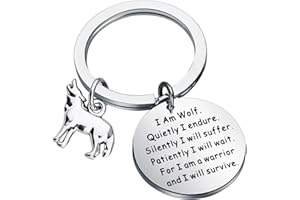 Gzrlyf I am Wolf Keychain I am a Warrior and I Will Survive Inspirational Wolf Gifts Wolf Spirit Gifts