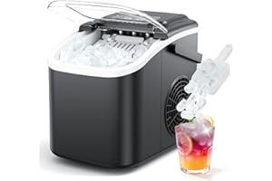 MOJGAR Countertop Ice Maker Machine 26LBS/24H,9 Ice Cubes Ready in 6 Mins,Automatic Clean Portable Ice Maker with Handle,40dbs Low Noise,Adjustable Ice Cube Size