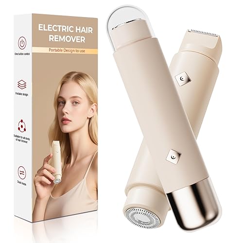 Electric Bikini Trimmer for Women - Dermave Bikini Shaver, Dual Head Shaver Women, 2-in-1 (Beige)