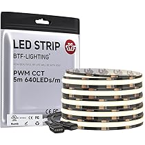 FCOB COB CCT Tunable Flexibele Hoge Dichtheid LED Strip Warm Wit-Koud Wit ( 3000K-6000K) 5M DC12V 640LEDs/m CRI90 Tunable Dimmable LED Strip voor DIY Decoratie (Niet inclusief Control stroomvoorzieni