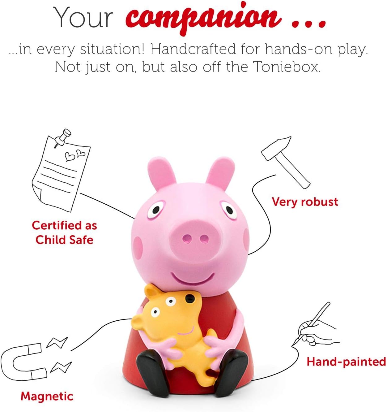 tonies Peppa Pig Audio Character - Peppa Pig Toys, On the Road with Peppa Pig Audiobooks for Children, Pink, Medium - Image 5