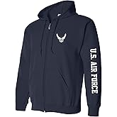 zerogravitee U.S. Air Force White Sleeve Print Full-Zip Hooded Sweatshirt