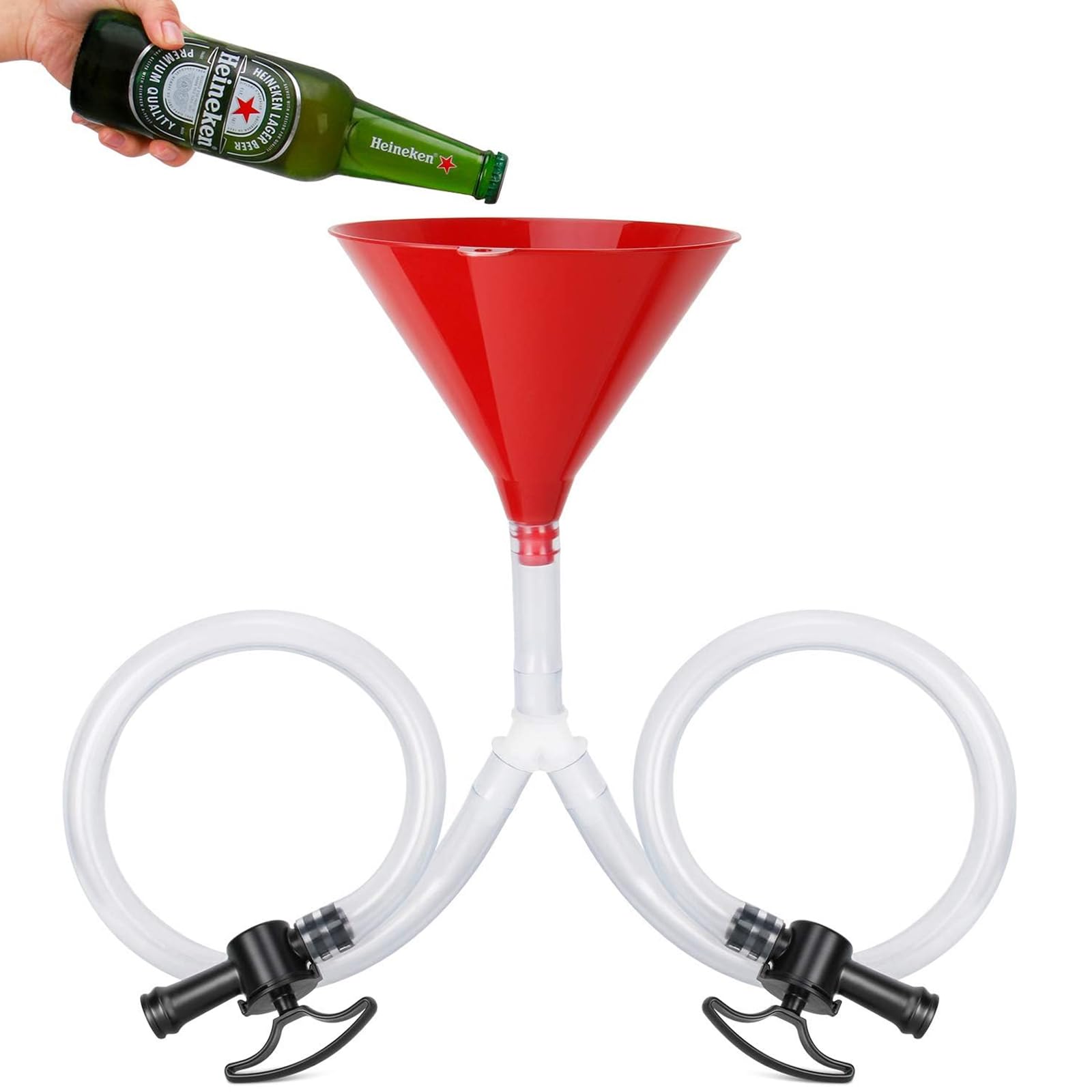 Photo 1 of Farielyn-X Beer Bong Funnel with Valve - Valve Design Extra Long 2.5 feet (30 inch) Kink Free Tube & Leakproof Easy Valve Premium Funnel for Beer Drinking Games, College Parties(Double Header)