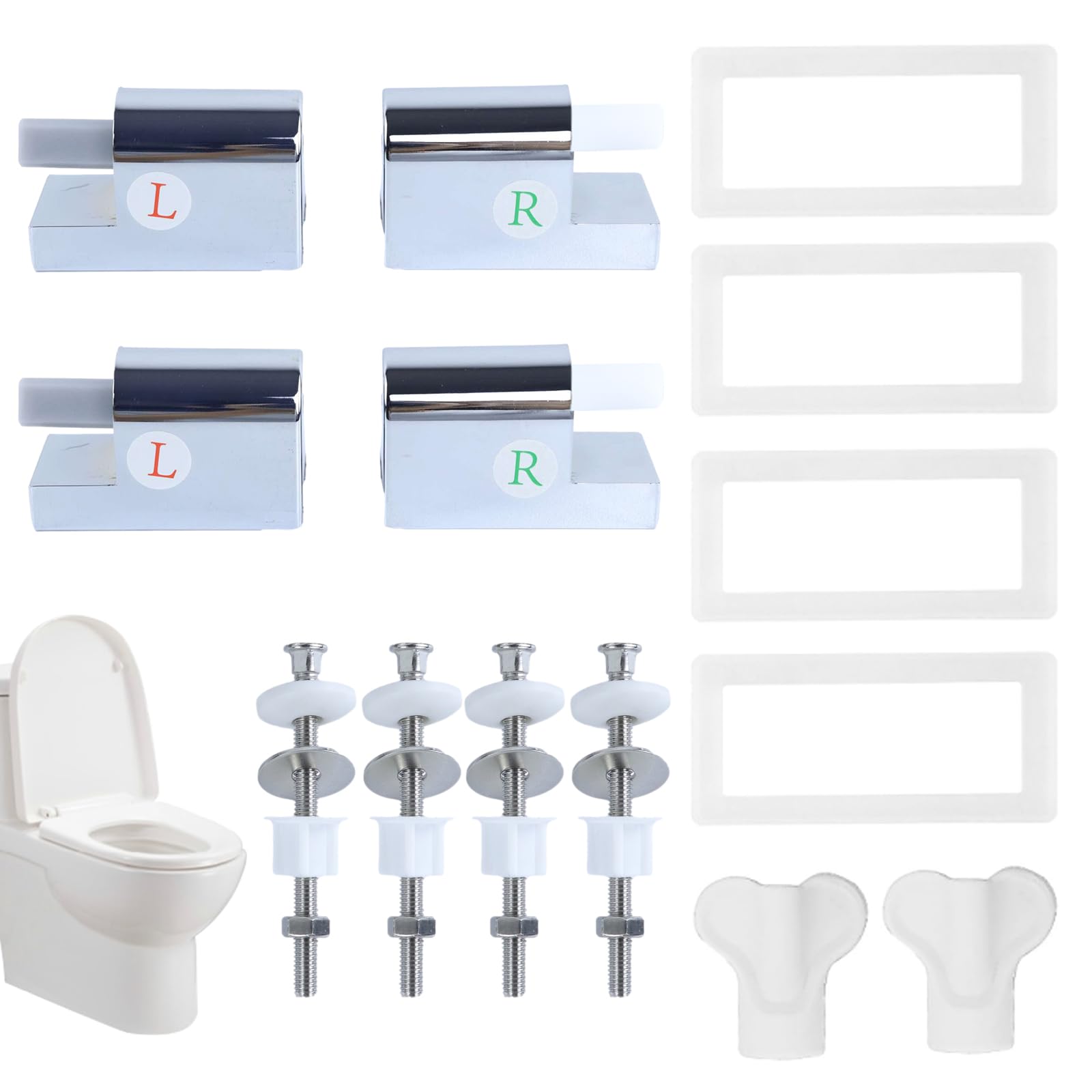 14Pcs Toilet Seat Hinges and Fixings Kit - Universal Replacement Hardware for Most Seats, Washing Machine Lids - ABS Hinge Fittings