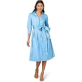 Adrianna Papell Womens Taffeta Shirt Midi Dress