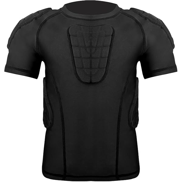 TIAXU Youth Padded Compression Shirt - Chest & Shoulder Protection For Football, Baseball, Sports