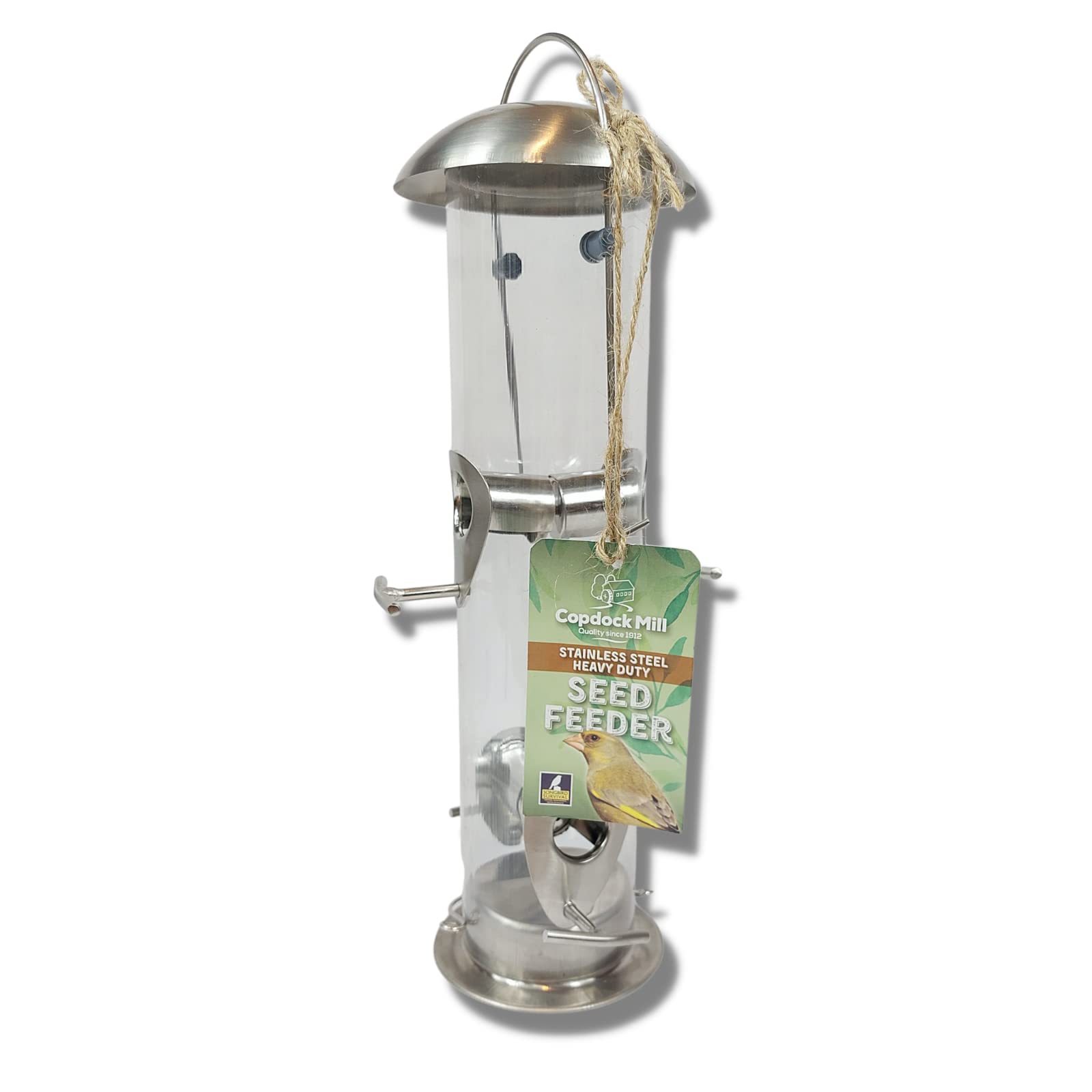 Copdock Mill Stainless Steel Heavy Duty Bird Seed Feeder – Weather Resistant Bird Feeder – Suitable for Seed & Grain Mix
