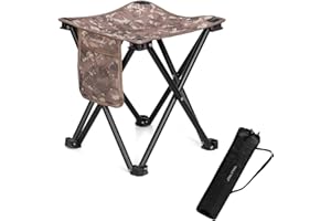 TRIPLE TREE 1 Pack Camping Stool, 13.8 Inch Camouflage Portable Folding Stool for Outdoor Walking Hiking Fishing 400 LBS Capacity with Carry Bag