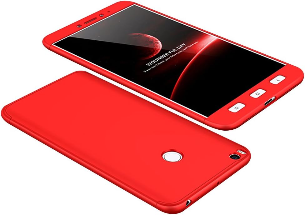 Ultra Thin Hard Case for Xiaomi Mi Max 2, Mi Max 2 360 Degree Full Protective Cover, PLECUPE Fashion 3 in 1 Detachable Hard PC Plastic Anti-impact Case for Xiaomi Mi Max 2, Red