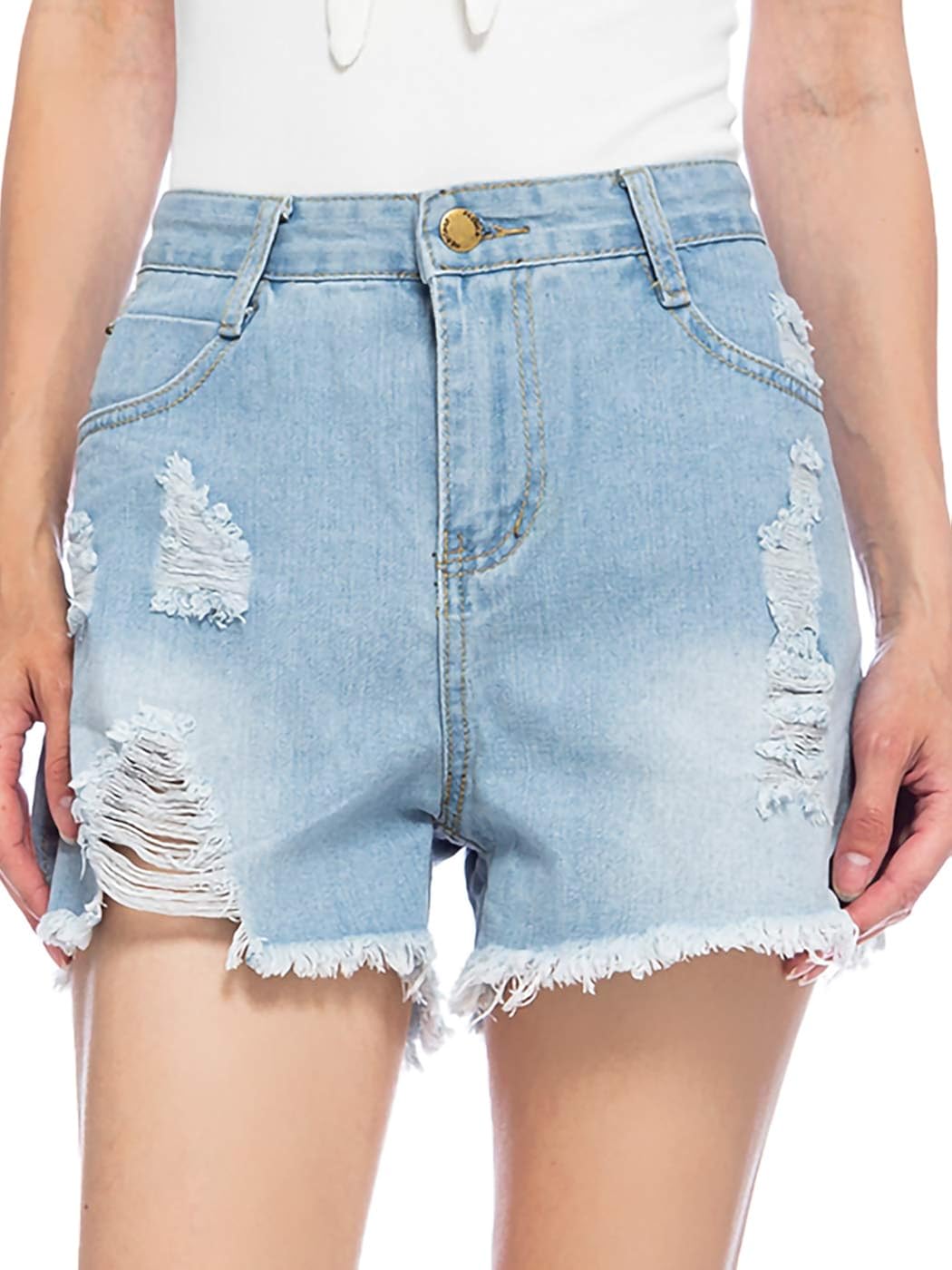 long ripped jean shorts