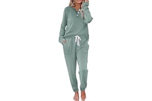 WIHOLL Two Piece Outfits for Women Lounge Sets Button Down Sweatshirt Sweatpants Sweatsuits Set with Pockets