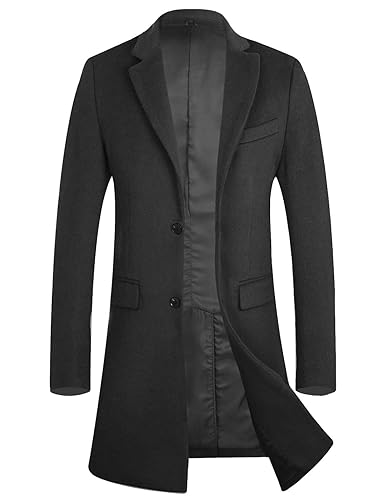 APTRO Herren Mantel Wintermäntel Lang Wolle Mäntel männer Winterjacke 1701 Schwarz