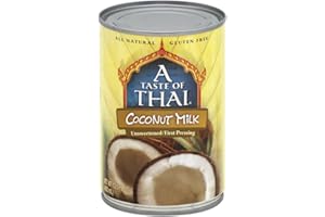 A Taste of Thai Lite Coconut Milk Unsweetened | Canned, Ready to Use Coconut Cream, 50% Less Fat & Calories | Non-GMO, Free of Gluten, Dairy &Trans Fat, No Preservatives - 13.5 Fl Oz (Pack of 12)