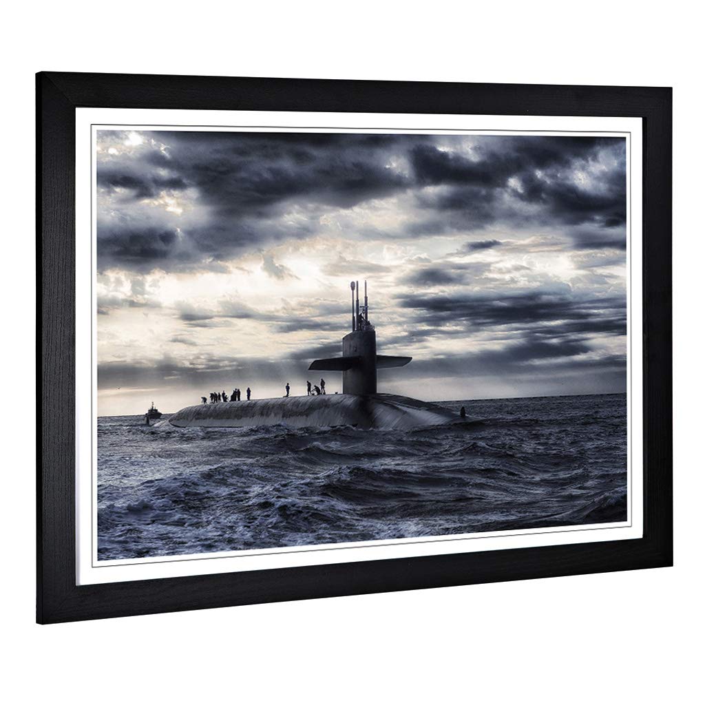 Big Box Art Framed Print of Submarine (2) Design | Wall Art Picture | Home Decor for Kitchen, Living, Dining Room, Lounge, Bedroom, Hallway, Office, Black, A2 / 24.5x18 Inch / 62x45cm