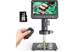 Ashfly 7" LCD Digital Microscope, 1200X Coin Magnifier for Error Coins Soldering Microscope Camera with 30 LED & Metal Stand, Wireless Remote, PC View for Adults, Windows/Mac OS Compatible