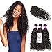 UNice Hair Icenu Series Brazilian Curly Virgin Hair 3 Bundles with 4x4 Lace Closure 100% Unprocessed Human Hair Extensions Weave Natural Color (10 12 14+10, Free Part Lace Closure)