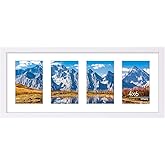Vittanly 8x20 Collage Picture Frame, Displays 4Pcs 4x6 Pictures with Mat or 1Pcs 8x20 without Mat, Picture Frames Collage Wall Decor for Horizontal or Vertical Display, White, 1 Pack