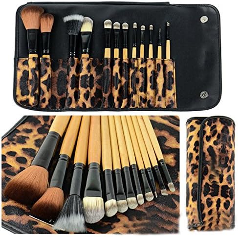 Emylike makeup Brushes 12pc Studio Pro Makeup Make Up Cosmetic Brush Set Kit w/Leopard Pattern Case - For Eye Shadow, Blush, Concealer, Etc (Leopard)