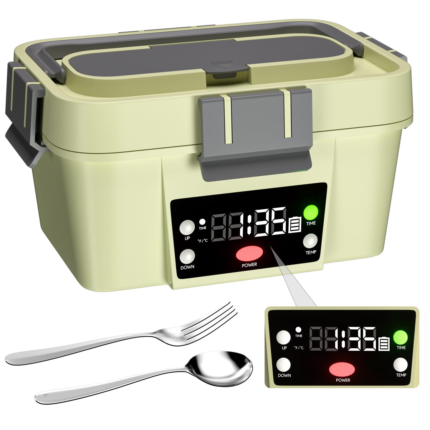Photo 1 of ??Cordless Electric Lunch Box, Smart Timer Auto Heating Lunch Box with Large Capacity, 10000mAh Rechargeable Food Warmer for Work, Car, Home, Leakproof Bento Container for Adults & Men??Light Green?