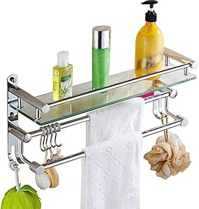 estante Toallero Estante de baño cuadrado de vidrio templado de 8 mm