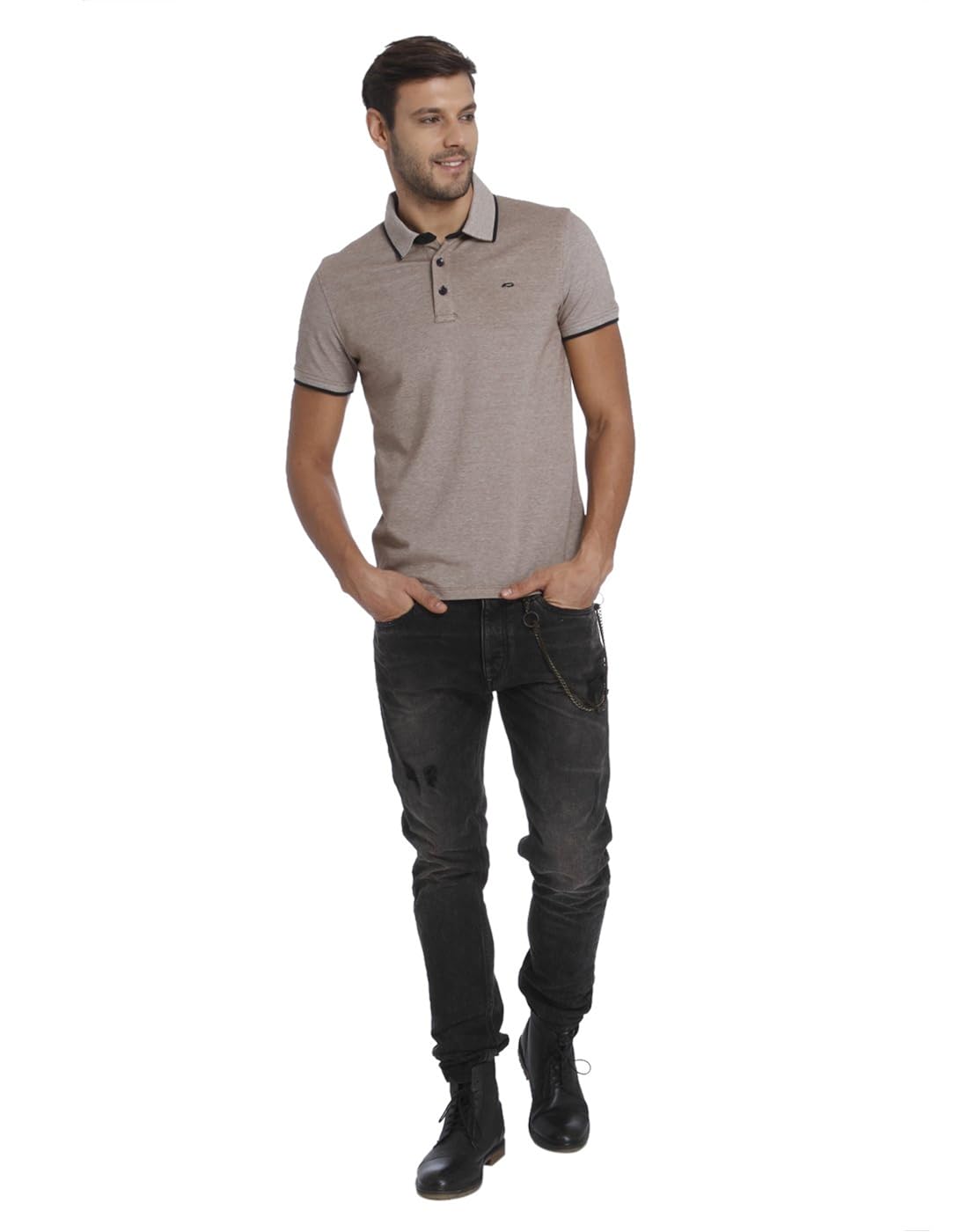 jack & jones men's quilted slim fit cotton polo