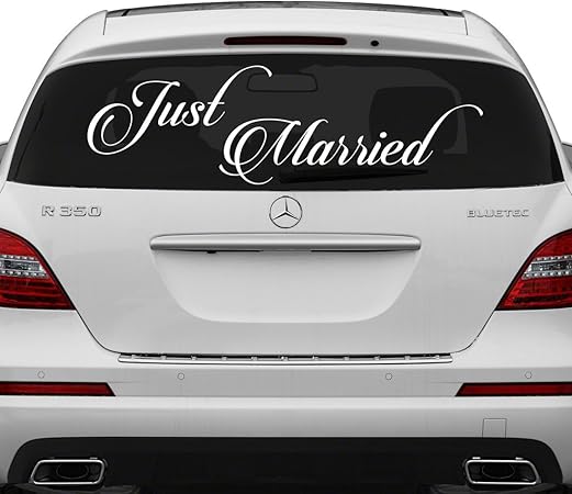 Avoir Images 60 X 21 Cm Inscription Just Married En Anglais En Vinyle dernière salutations