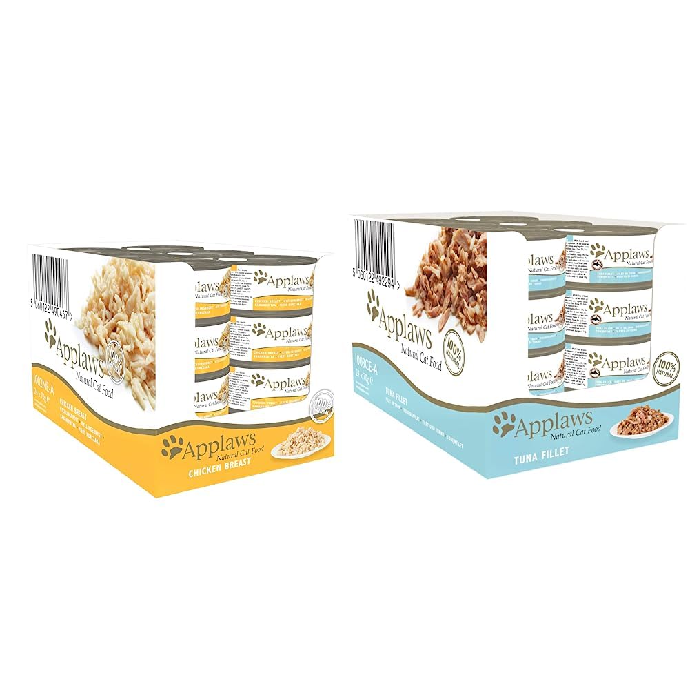 Applaws Cat Food Chicken Breast 24 x 70 g Tins with Applaws 100% Natural Wet Cat Food 70g Tuna Fillet 24 x 70 g Tins