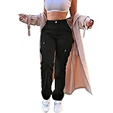 SDNGED Cargo Pants for Women High Waisted Casual Pants Work Pants Baggy Stretchy Straight Leg Pants