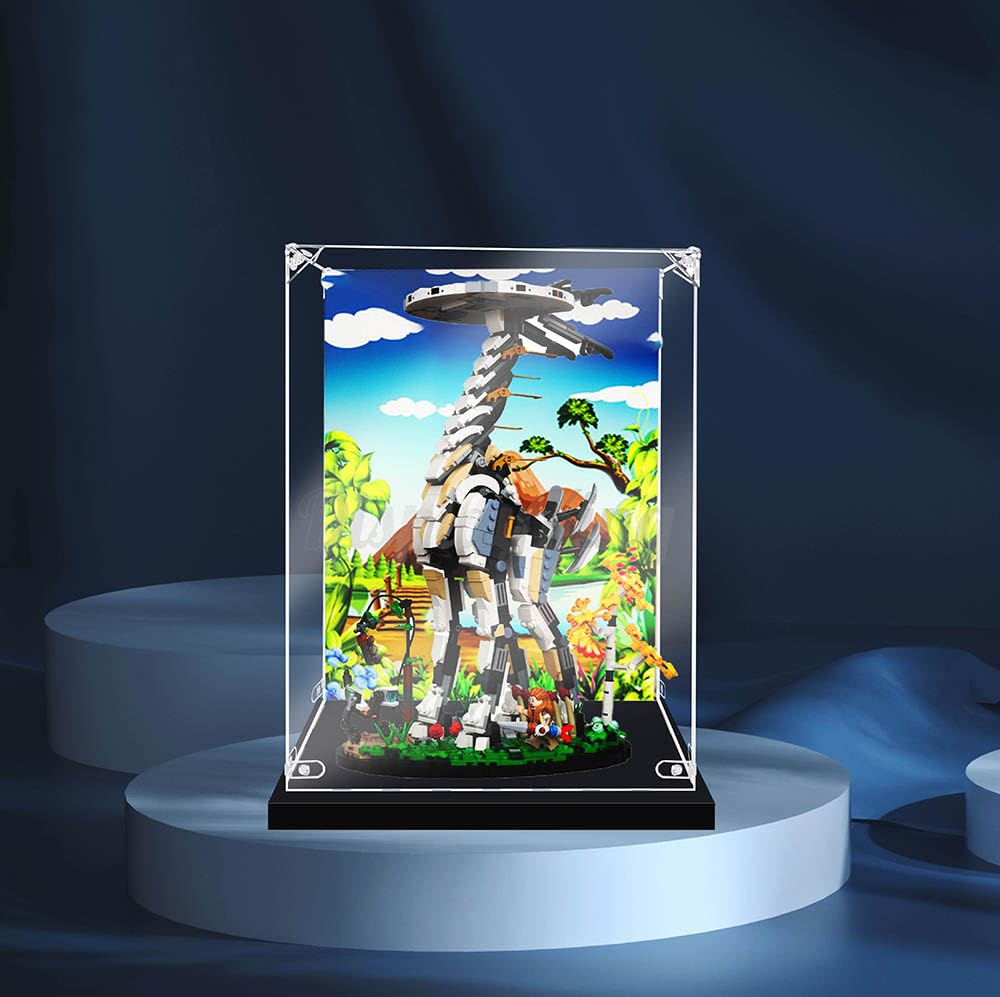 Acrylic Display case with Screw for Lego® Horizon Forbidden West: Tallneck 76989 (Lego Set is not Included) (with Theme Background)