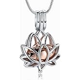 Cremation Jewelry for Ashes Pendant - Lotus Urn Necklace with Mini Keepsake Urn Memorial Ash Jewelry For Women Men