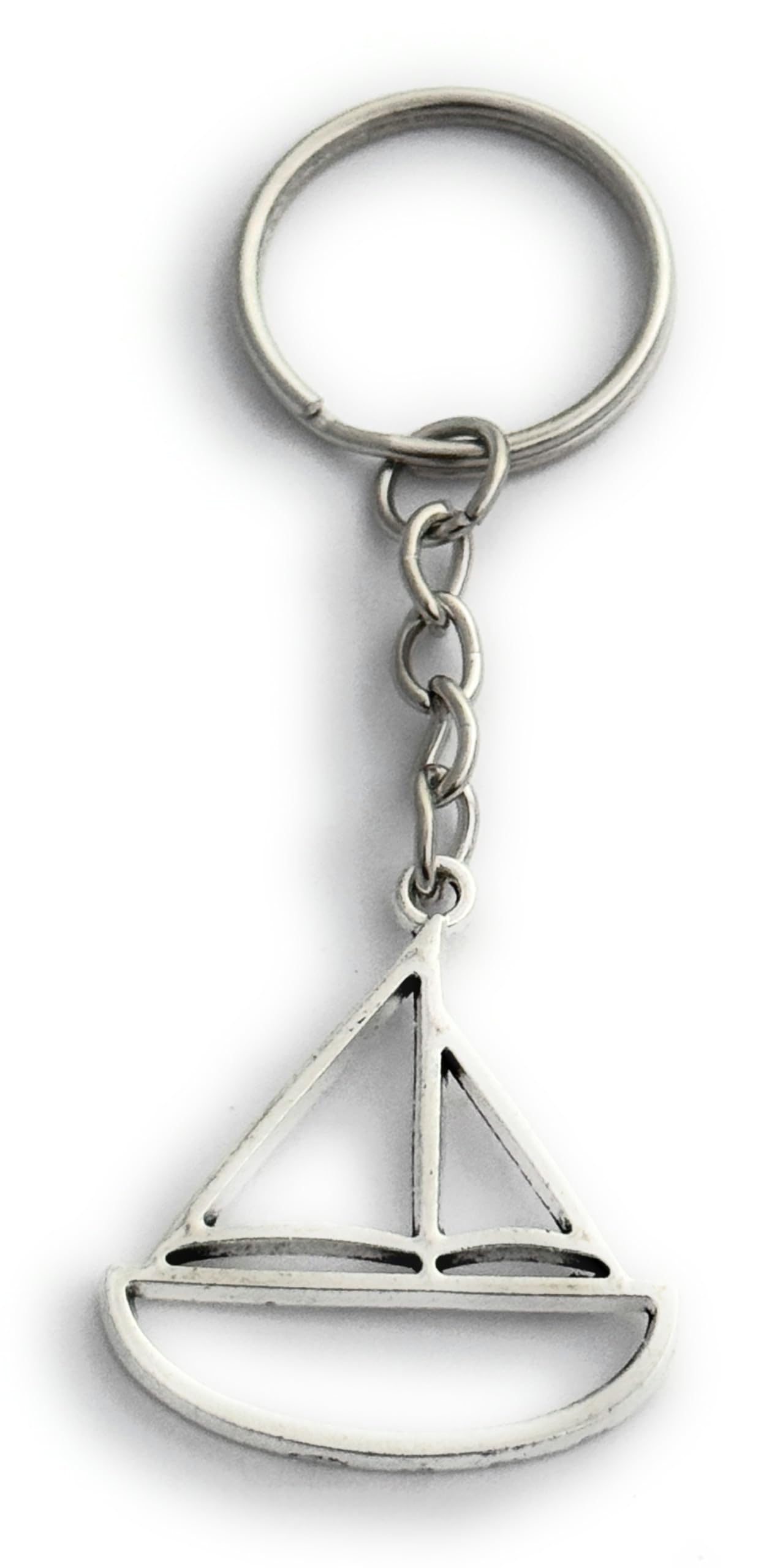 FizzyButton Gifts Sailing Boat Yacht Silhouette Charm Keyring Key Ring with Silver Tone Keychain